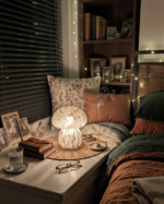 Stiklo stalinė naktinė lempa - grybas LED – Paveikslėlis 5