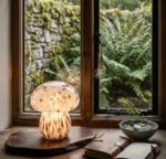 Stiklo stalinė naktinė lempa - grybas LED – Paveikslėlis 4