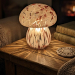 Stiklo stalinė naktinė lempa - grybas LED