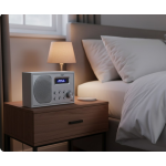 Nešiojamas radijas su žadintuvu retro Bush FM Baltas medienos efektas – Paveikslėlis 2