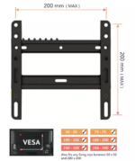 AVF Itin plokščias sieninis TV laikiklis iki 43 '' colių 50kg – Paveikslėlis 2