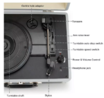 Vinilinių plokštelių grotuvas / patefonas lagaminėlyje – Paveikslėlis 3