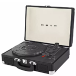 patefonas lagaminėlyje su garsiakalbiais